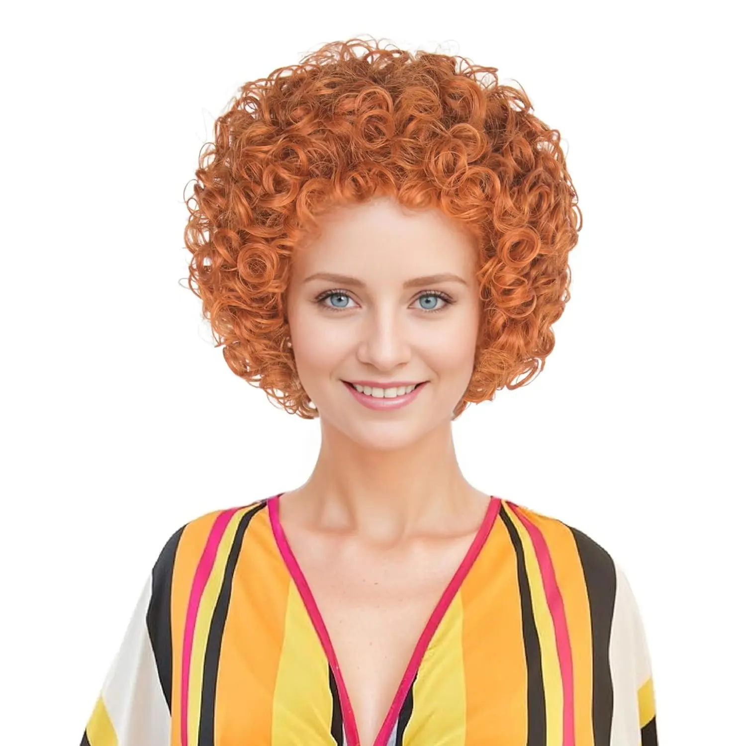 Anime Cosplay With Red Hair - Kadın Kısa Kıvırcık Kırmızı Kahverengi Saç