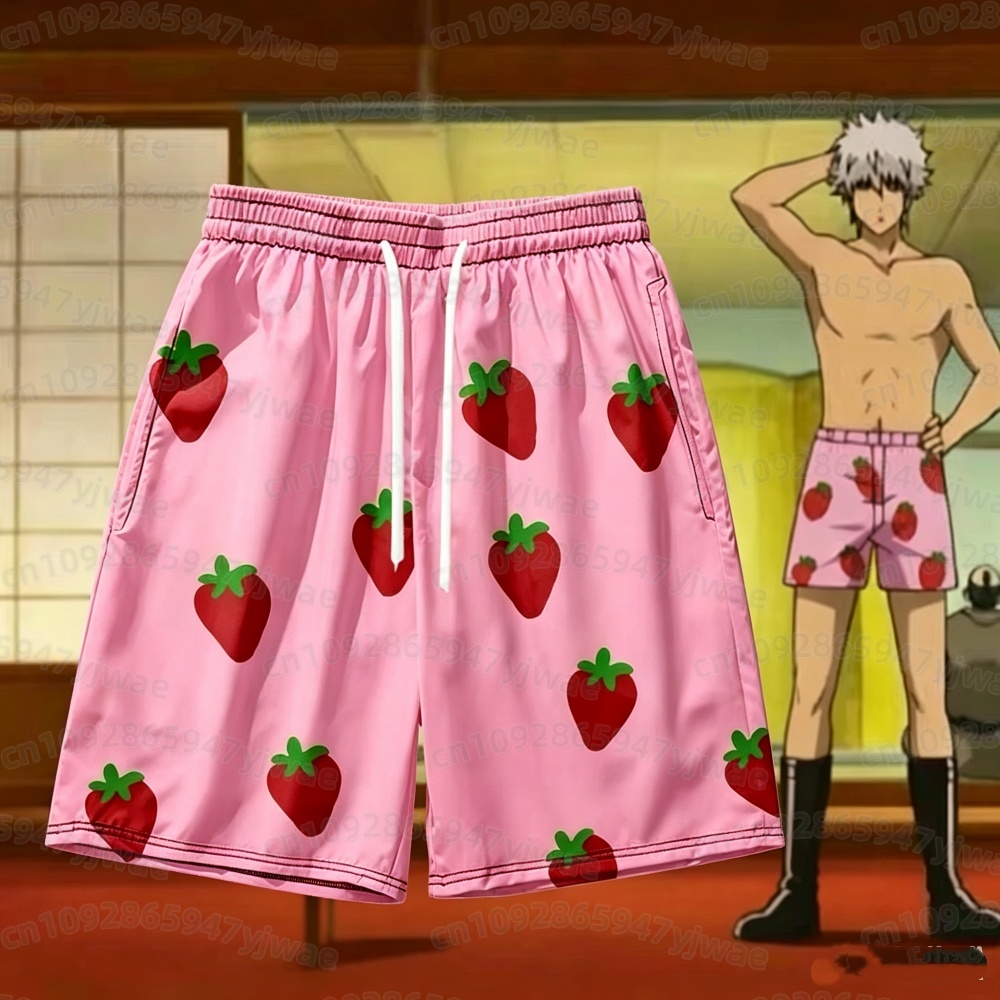 Anime & Cosplay Expo Acx 2025 - 2026 Erkek Pembe Çilek Desenli Kısa