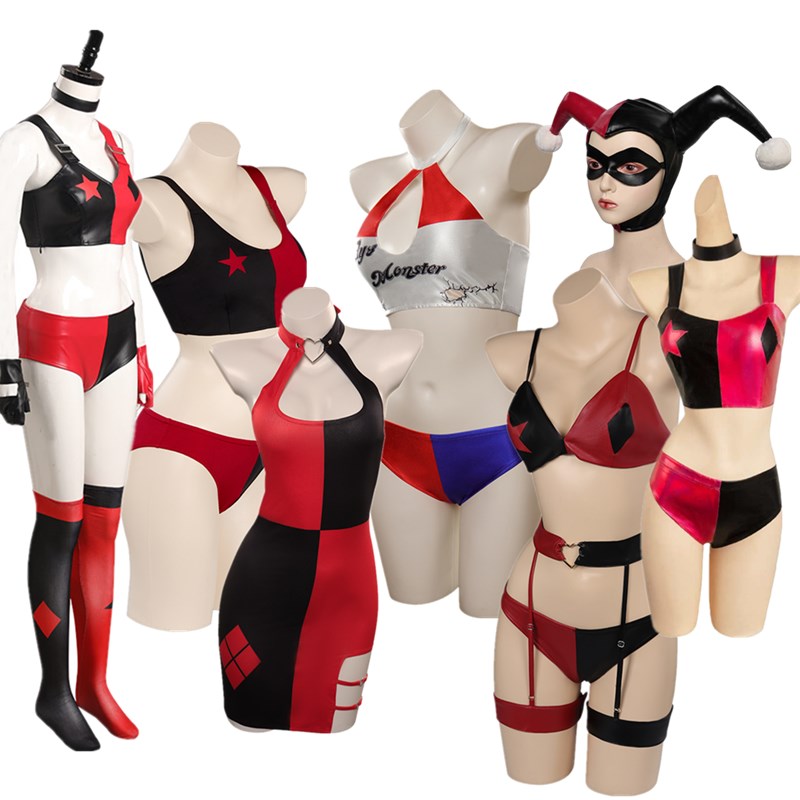Anime Harley Quinn Cosplay - Quinzel Cosplay kostüm yetişkin kadın tulum