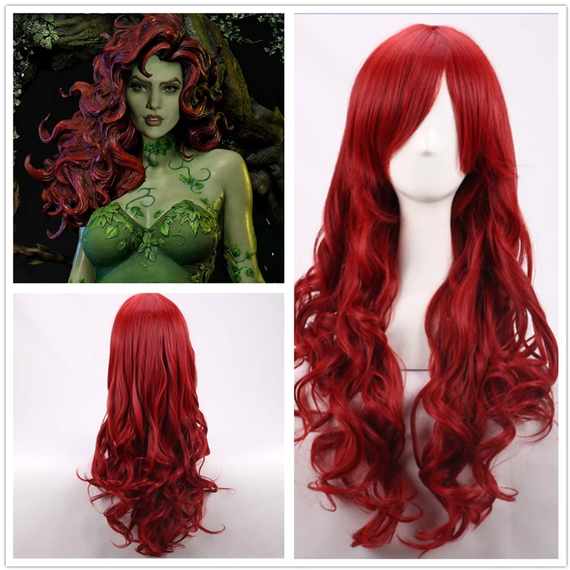 Anime Cosplay With Red Hair - 70cm Koyu Kırmızı Uzun Dalgalı Isıya
