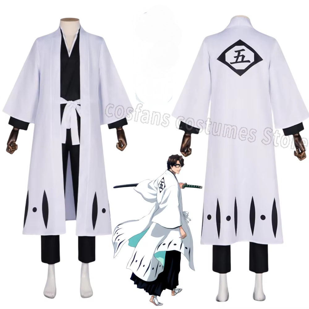 Bleach Captain Coat - Aizen Sousuke Cosplay Kostüm Peruk Çamaşır