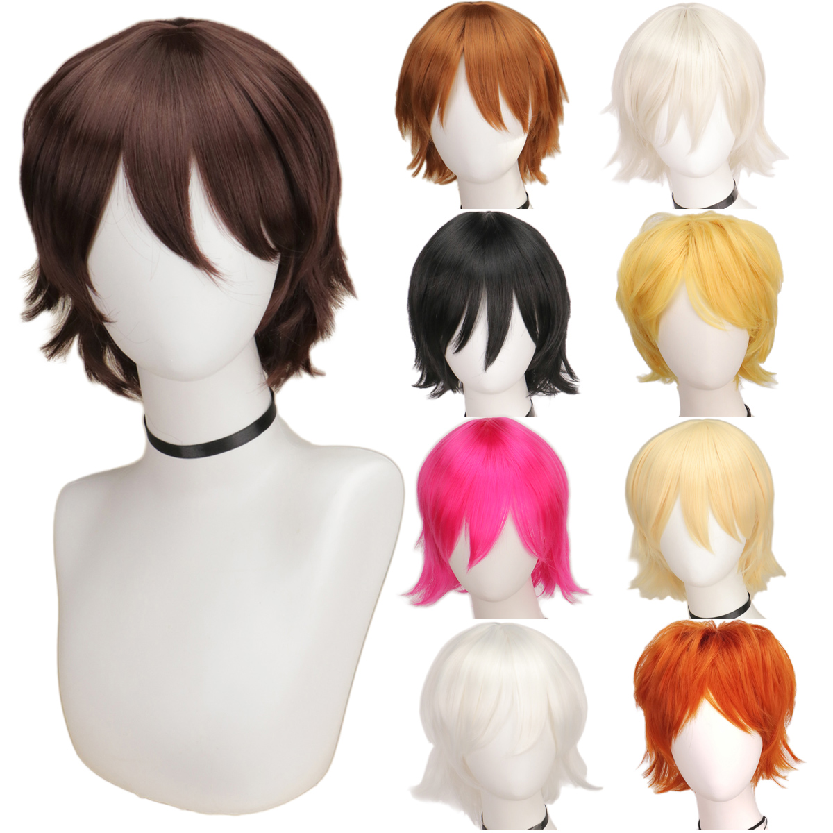 QQXCAIW Erkek Peruk Siyah Beya - Anime Cosplay With Red Hair incelemesi ve fiyatı